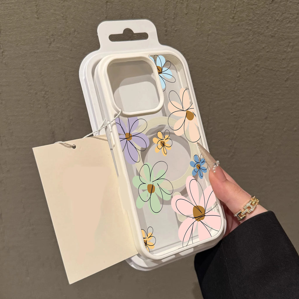 Blueberry Floral Clear Case  For iPhone 17 14 12 Pro Max 13 16 15 Plus 11 Cases For Magsafe Wireless Charing Shockproof Fundas