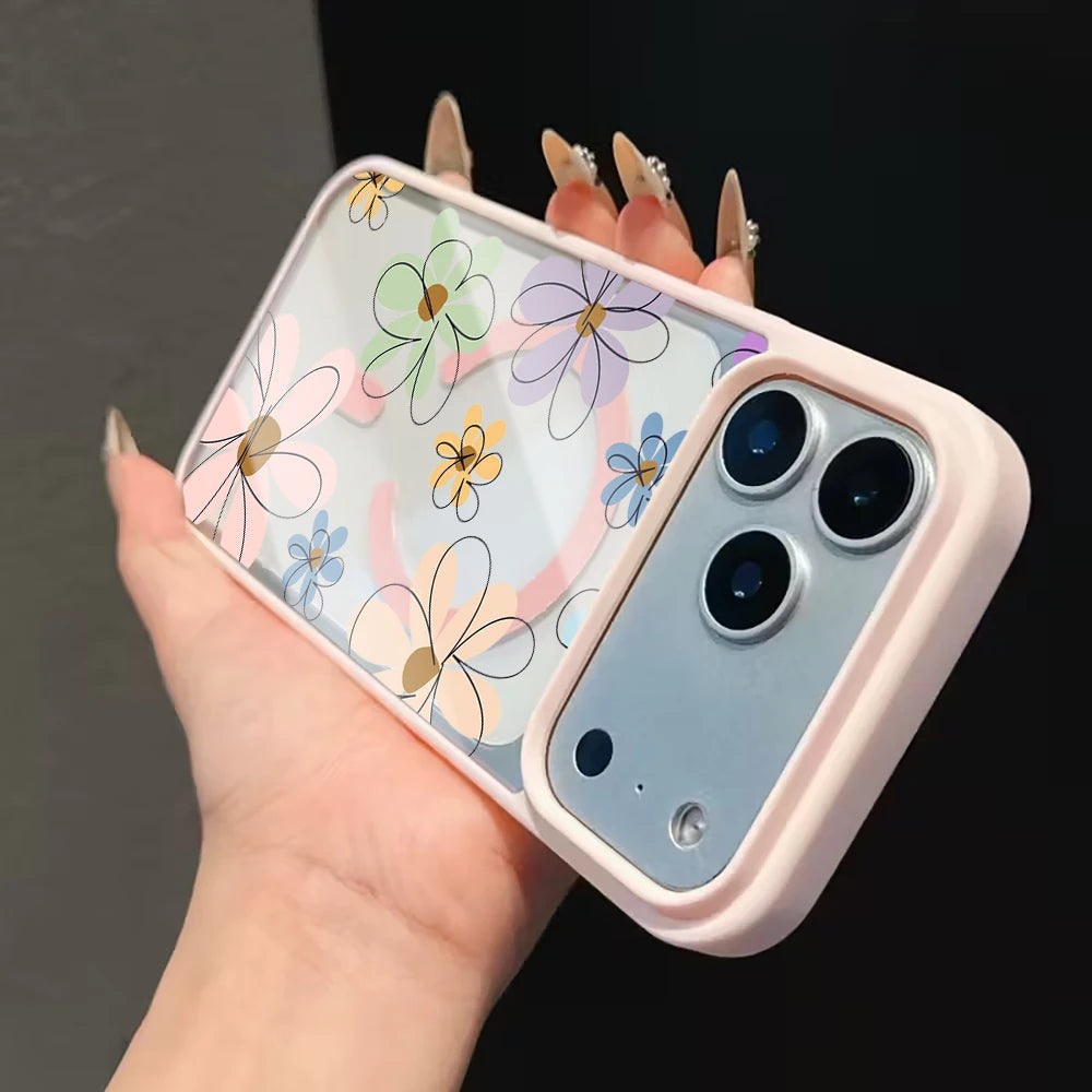 Blueberry Floral Clear Case  For iPhone 17 14 12 Pro Max 13 16 15 Plus 11 Cases For Magsafe Wireless Charing Shockproof Fundas